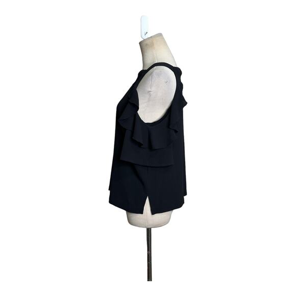 Charlotte Russe black cold shoulder ruffle sleeves blouse size small - Picture 2 of 11